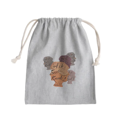 ASK SEEK KNOCK Mini Drawstring Bag