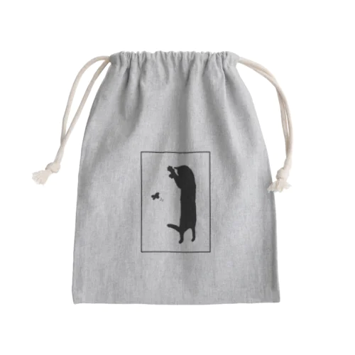 【数量限定】蝶と遊ぶ猫　枠あり Mini Drawstring Bag