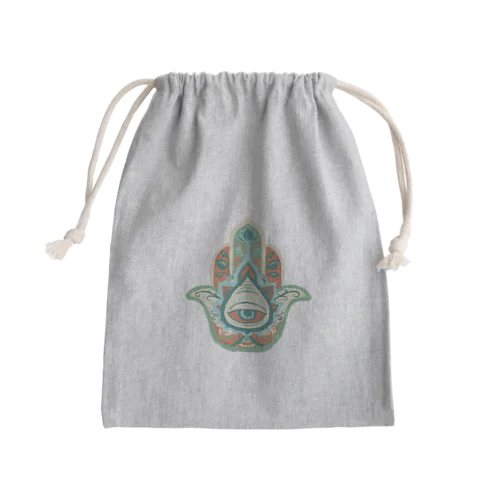 誕生石色✋ハムサの手（12月・ターコイズ） Mini Drawstring Bag