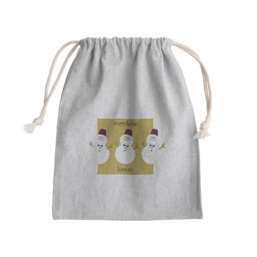 まるくて かわいい yellow Mini Drawstring Bag