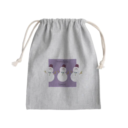 まるくて かわいい purple Mini Drawstring Bag