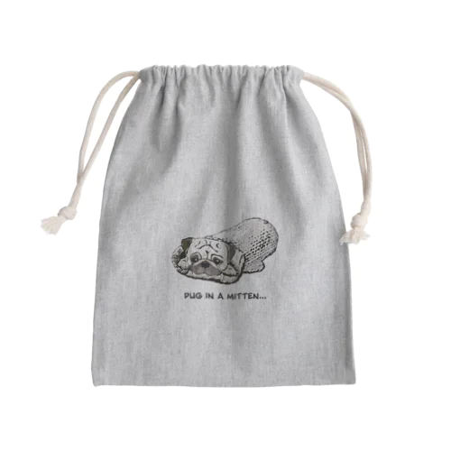 ミトンに入ったパグ Mini Drawstring Bag