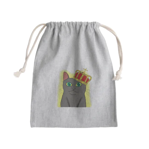 王さまネコ Mini Drawstring Bag