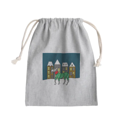 クリスマスの街とイタグレ Mini Drawstring Bag