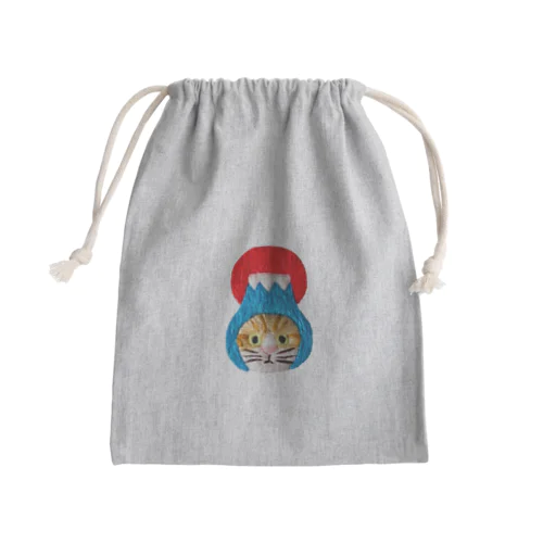 かぶる猫[富士山(初日の出)ver.](茶白猫) Mini Drawstring Bag