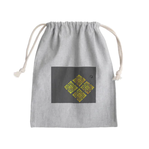 バリ菱ｘ4でかチャコールグレイ Mini Drawstring Bag