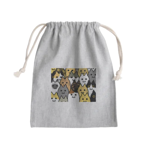 猫いっぱい Mini Drawstring Bag