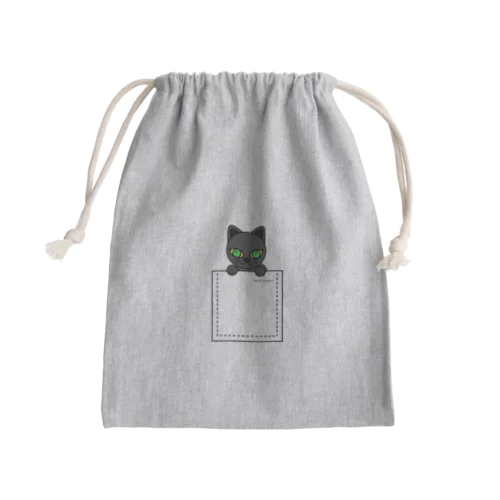 ねこ　pokenyan くろにゃん Mini Drawstring Bag