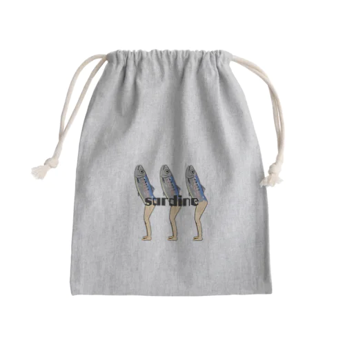 魚の人(いわし) Mini Drawstring Bag