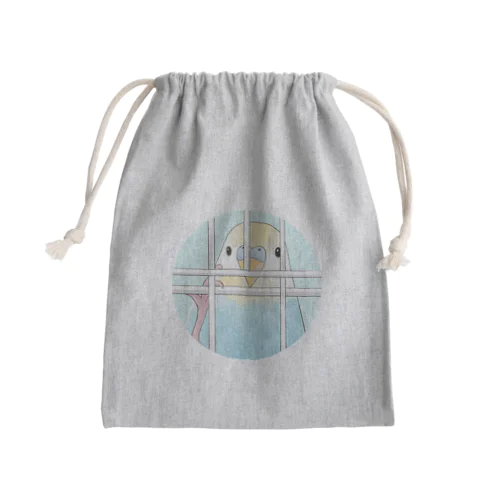 可愛いのぞき見セキセイインコちゃん【まめるりはことり】 Mini Drawstring Bag