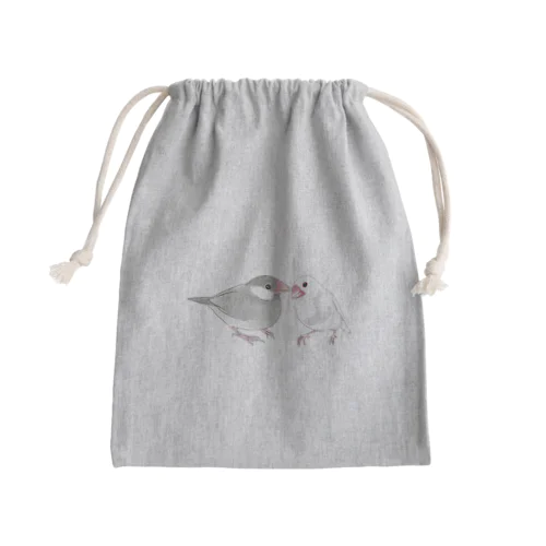 幸せ文鳥ちゃん【まめるりはことり】 Mini Drawstring Bag