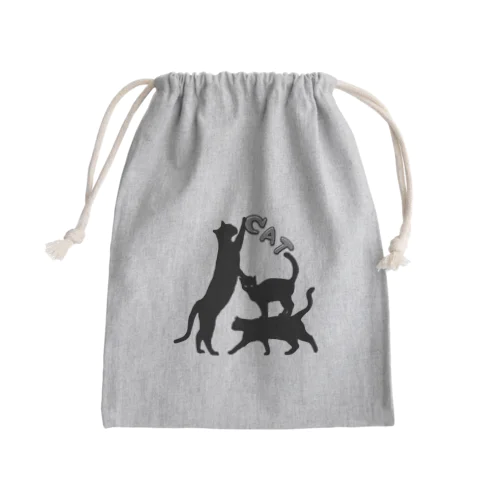 黒猫タワー(白黒) Mini Drawstring Bag