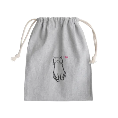 可愛い白猫 Mini Drawstring Bag