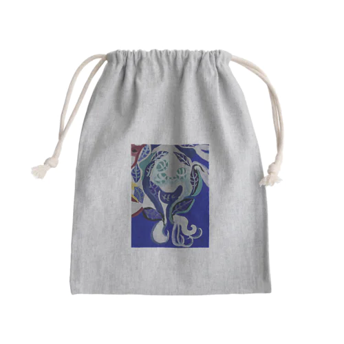 紺碧の葉魚と花❶ Mini Drawstring Bag
