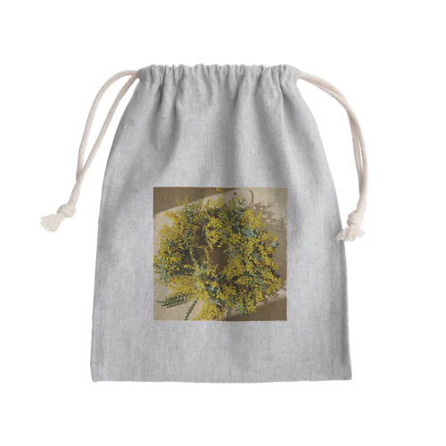 2019　ミモザのリース Mini Drawstring Bag