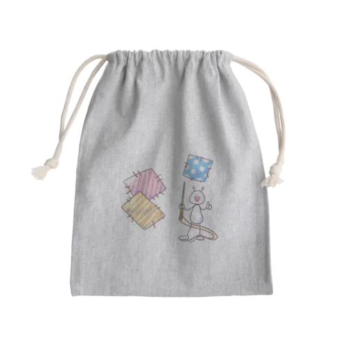 パッチワークうちうじんくん Mini Drawstring Bag