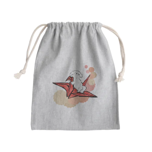 折り鶴　ペキニーズ　赤 Mini Drawstring Bag