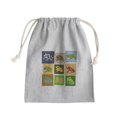 カエルの集い Mini Drawstring Bag