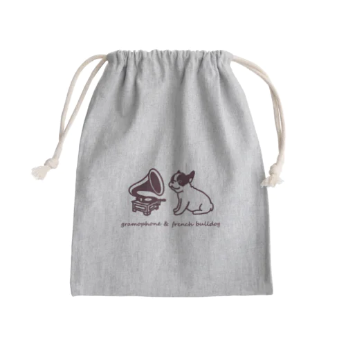 フレンチブルドッグと蓄音機 Mini Drawstring Bag