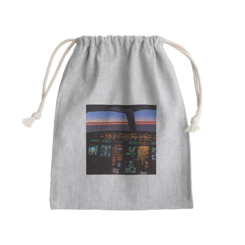 コックピット 航空ジェット機 空の飛行機  Mini Drawstring Bag