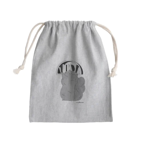 ねこの本棚（グレー） Mini Drawstring Bag