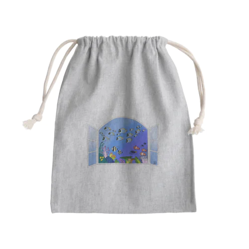 パウダーブルーが泳ぐ海 Mini Drawstring Bag