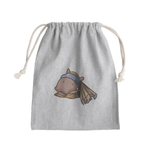 真珠の耳飾りメン Mini Drawstring Bag