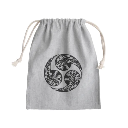 合わせ髑髏右三つ巴 黒（オリジナル家紋シリーズ） Mini Drawstring Bag