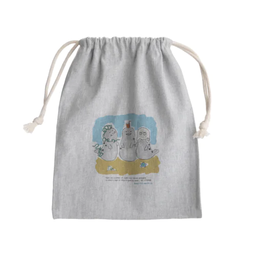 海ゴミに悩むアザラシ3兄弟 Mini Drawstring Bag