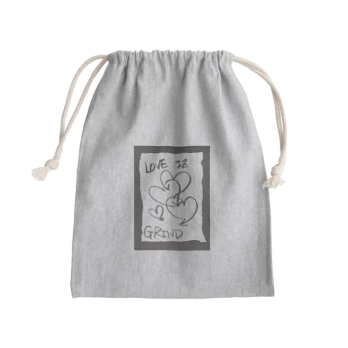 偽諺～壱～「ラヴイズグラインド」(黒縁) Mini Drawstring Bag