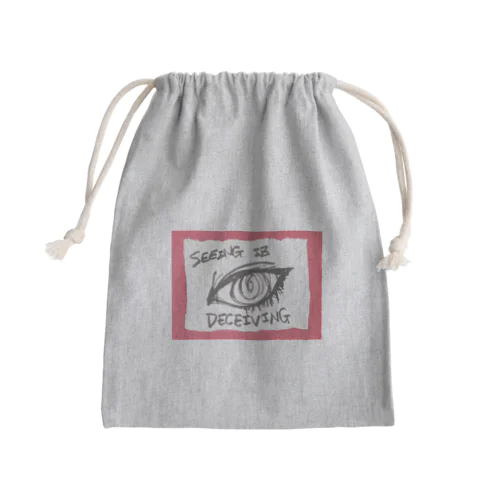 偽諺～参～「百聞は一見に如く」(赤縁) Mini Drawstring Bag