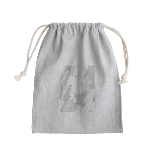 white blueash dustypink Mini Drawstring Bag