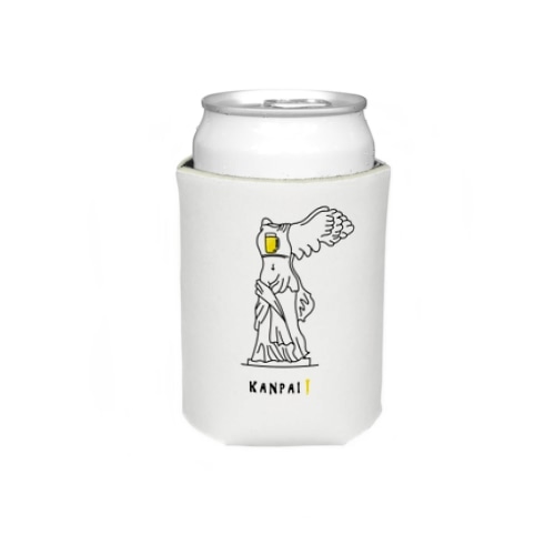 彫刻 × BEER（サモトラケのニケ）黒線画 Koozie