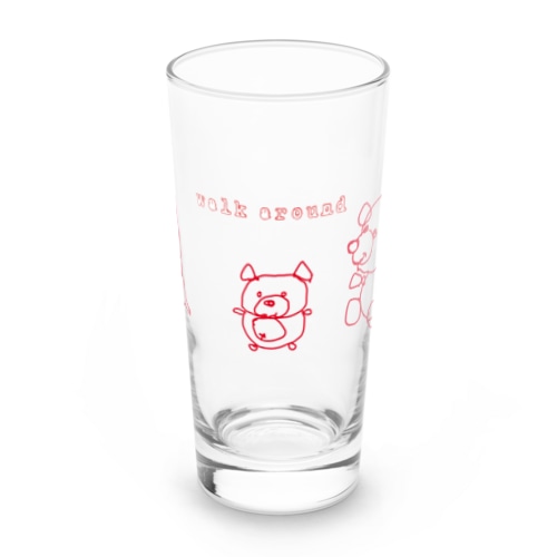 walk around 動物　赤 Long Sized Water Glass