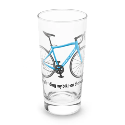 趣味は週末のロードバイク青 Long Sized Water Glass