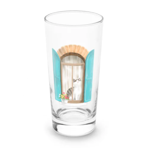 窓辺の猫　②　背景なし Long Sized Water Glass