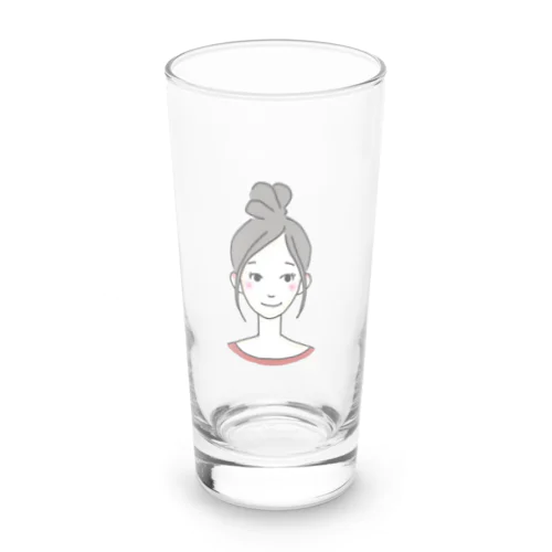 お団子ヘアの女の子 Long Sized Water Glass