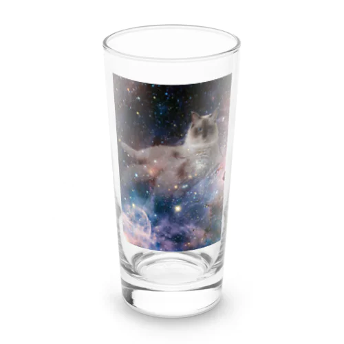 BLACK FACE CAT in space  Long Sized Water Glass
