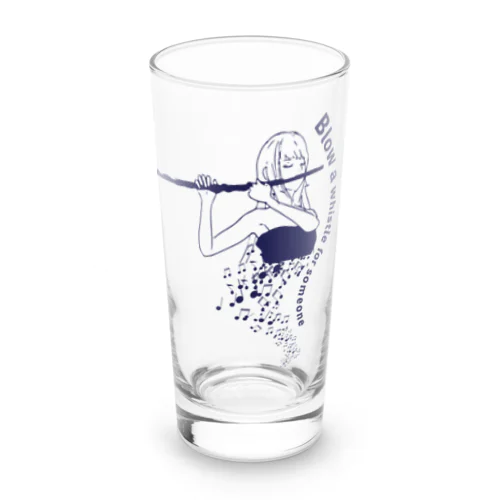 音符でできたフルートの少女 Long Sized Water Glass