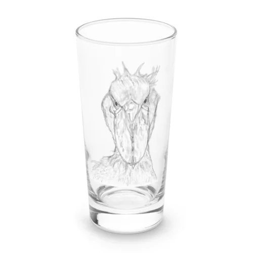 [森図鑑] ハシビロコウの顔 鉛筆画 Long Sized Water Glass
