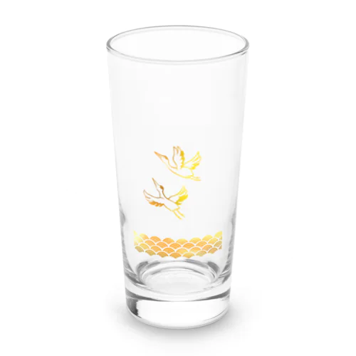 波に鶴　透過 Long Sized Water Glass