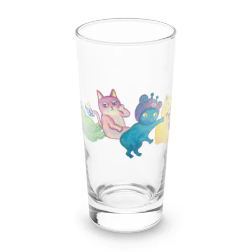 カラフルねこと空インコ  Long Sized Water Glass