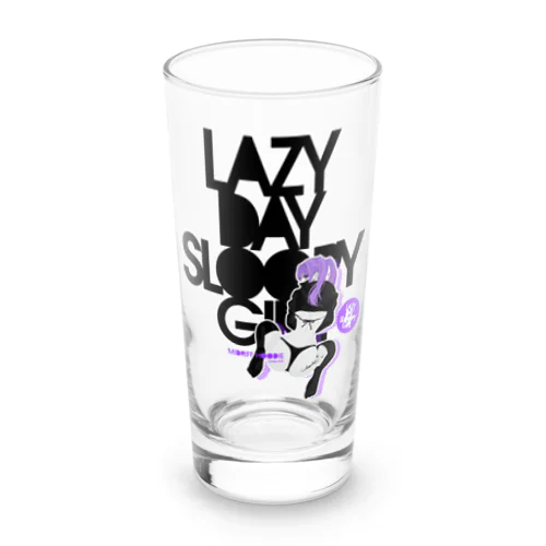 LAZY DAY SLOOPY GIRL 0574 ブラックフーディー女子 エロポップ ロゴ Long Sized Water Glass