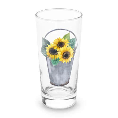 Watering bucket and sunflowers  じょうろ と ひまわり Long Sized Water Glass