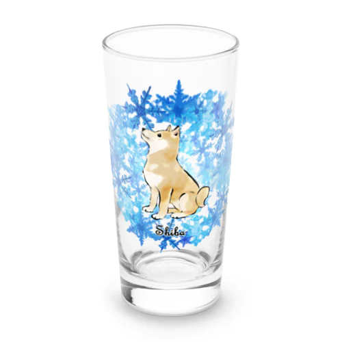 冬のリース　雪の結晶　柴犬 Long Sized Water Glass