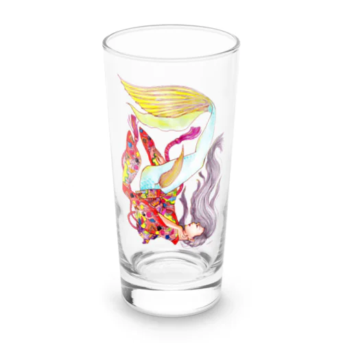 手描き人魚（墜ちる華）のイラスト Long Sized Water Glass