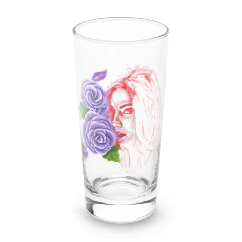 purple rose lady Long Sized Water Glass