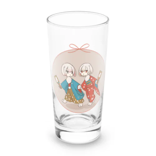  ー迎春ー双子のうさぎちゃん Long Sized Water Glass