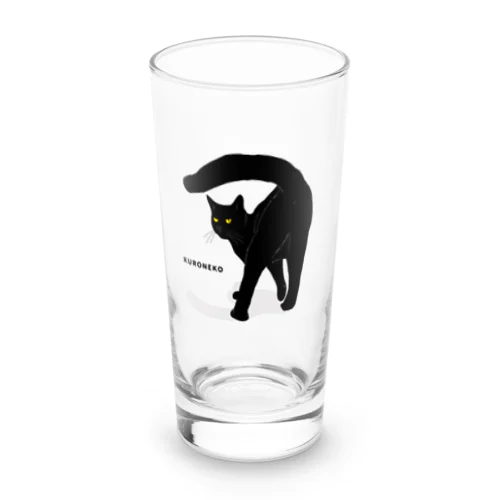 黒猫たんのおちりが堪能出来る権利の付与 黒ロゴ Long Sized Water Glass