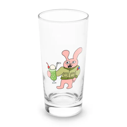 レトロ感溢れるジャケットうさぎとクリームソーダ「ジャケうさ」 Long Sized Water Glass